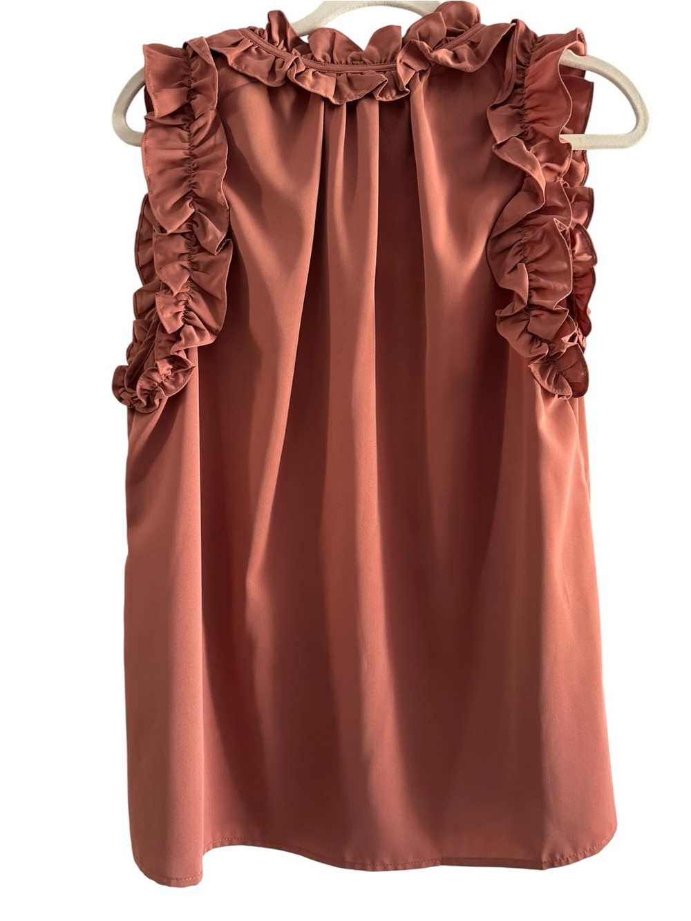 Entro Women’s Dusty Rose‎ Ruffle Sleeve Blouse Size L | Feminine Boho Preppy Top - Picture 6 of 8